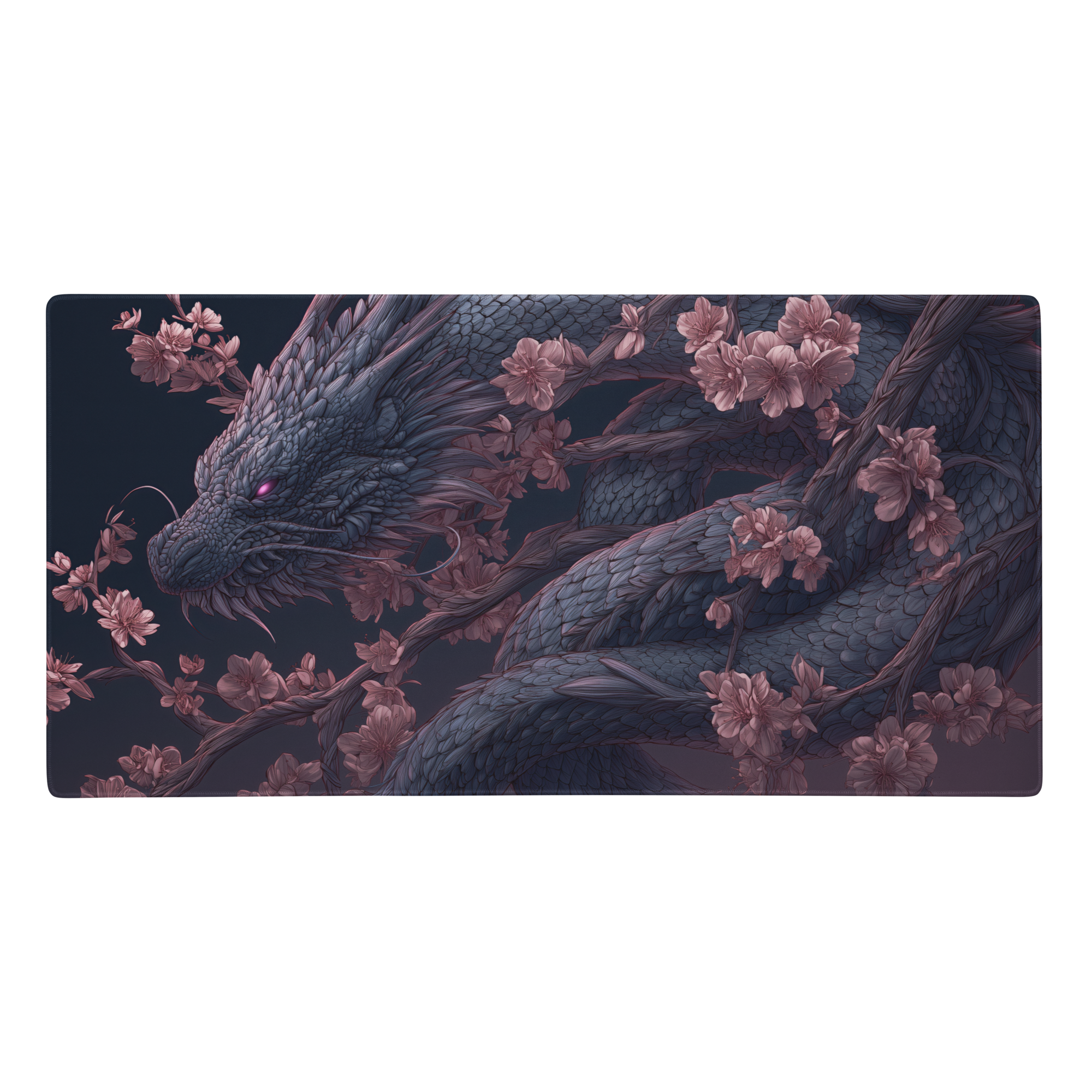 Dragon and cherry blossom design on a dark background.

custom gaming mouse pad